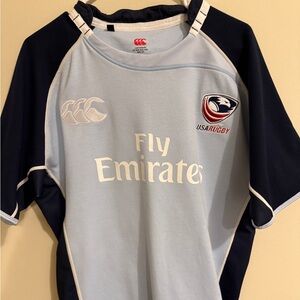 Canterbury USA Rugby Jersey in Light Blue, Navy & White 2XL pristine condition
